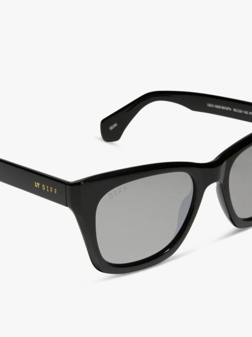 DIFF Men's Sean Black Square Sunglasses with Gray Lenses